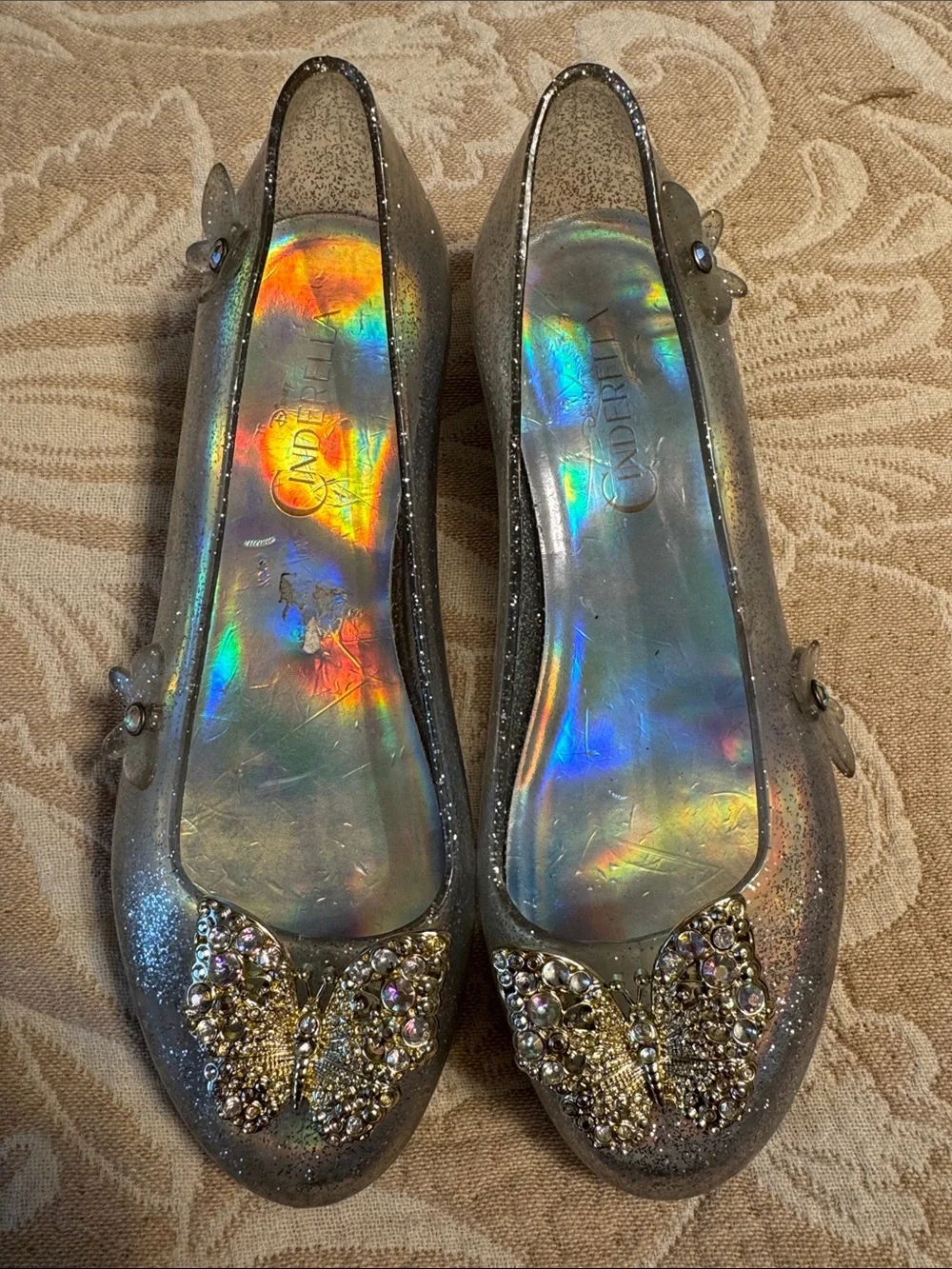Disney Cinderella Glitter Butterfly Glass Slipper Heels | Girls Size 13/1